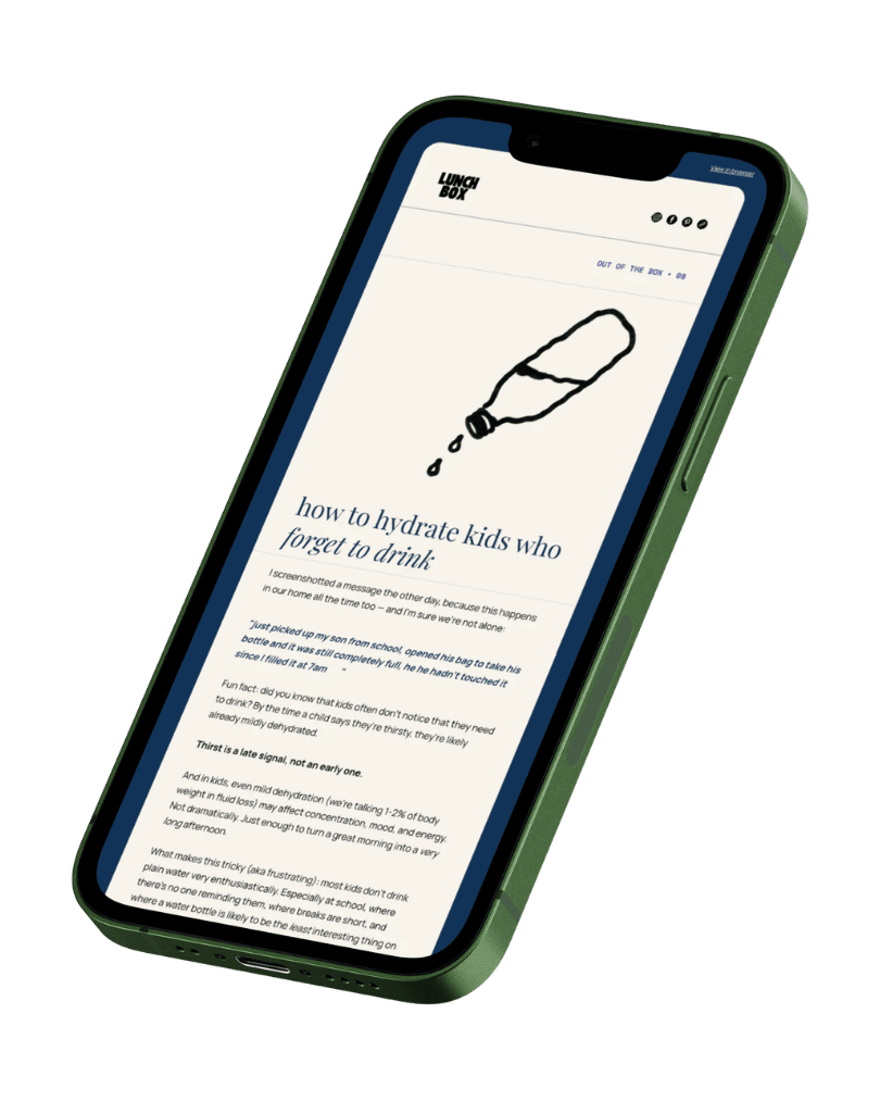 Out of the Box newsletter on phone