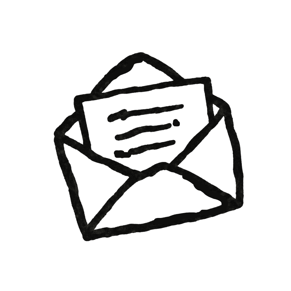 Hand-drawn open envelope illustration