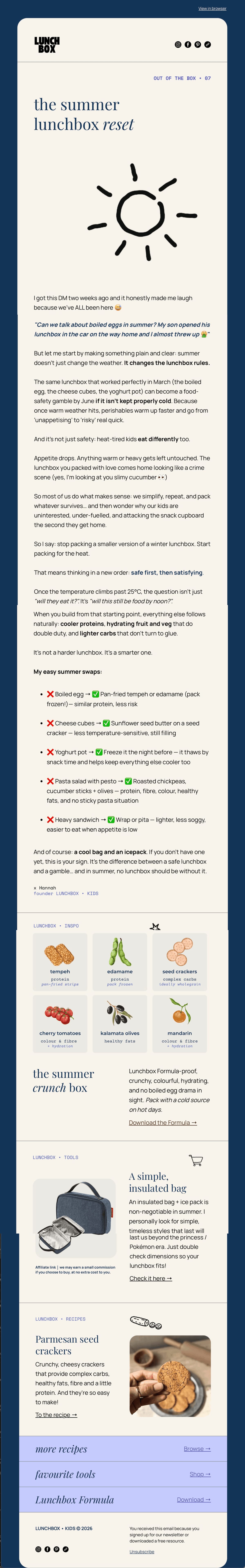 Out of the Box newsletter — Issue 07: The summer lunchbox reset