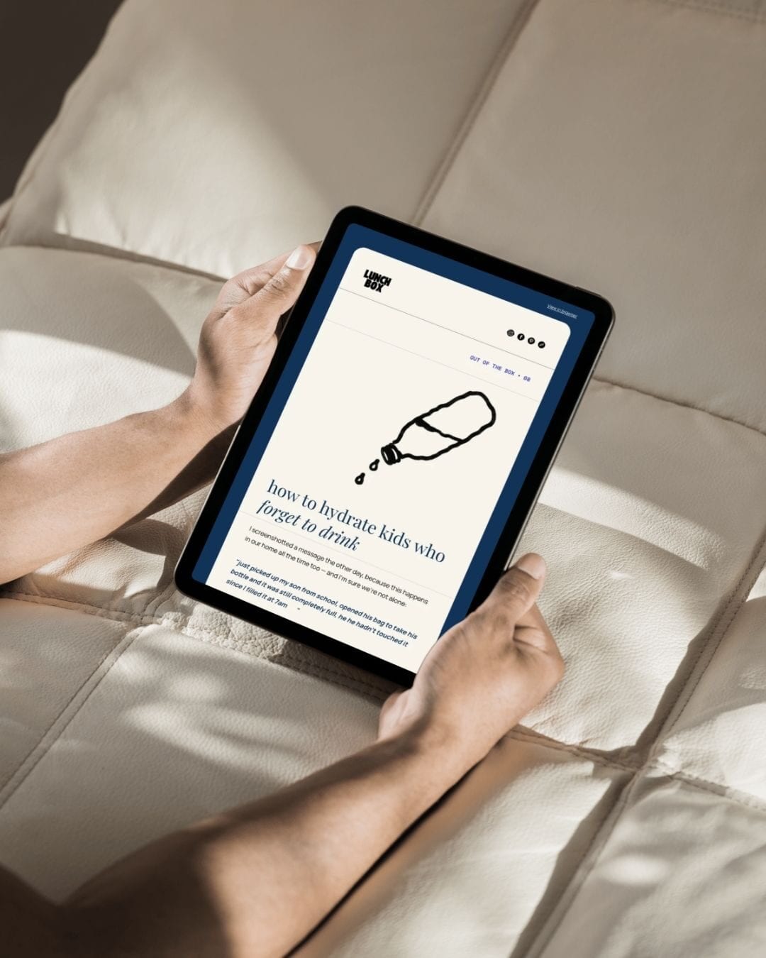 The Out of the Box newsletter shown on a tablet